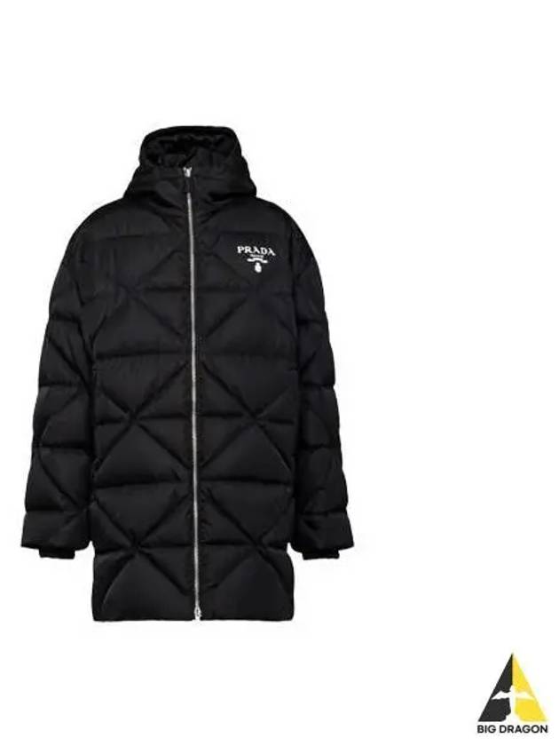 Logo Quilted Long Padding Down Black SGC042 1WQ8 - PRADA - BALAAN 1