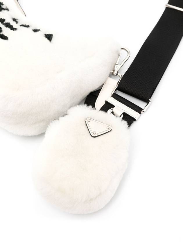 Embroidered Logo Fur Shoulder Bag White - PRADA - BALAAN 6