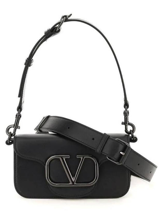 Signature V Logo Mini Loco Leather Cross Bag Black - VALENTINO - BALAAN 1