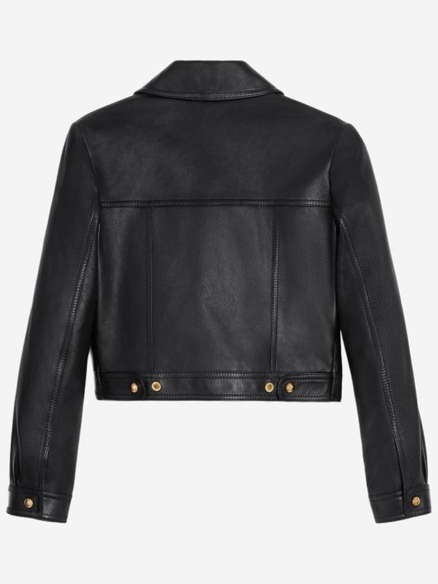 Leather Blouson Jacket Black - CELINE - BALAAN 3