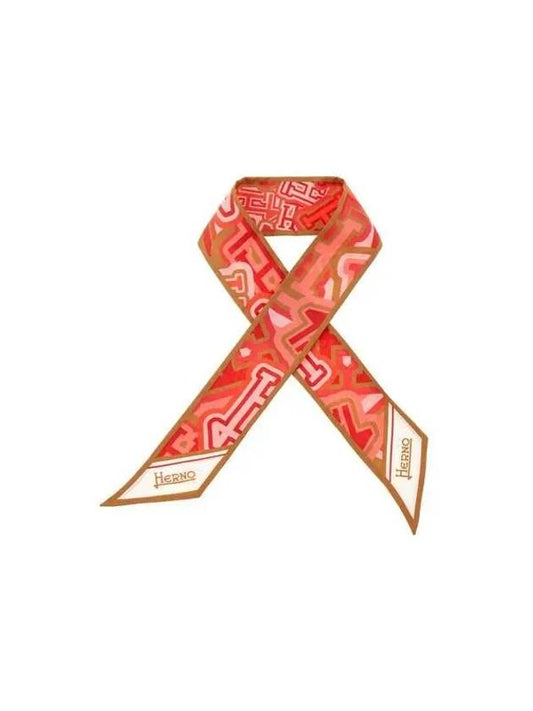 Women's Logo Print Silk Scarf Red 270225 - HERNO - BALAAN 1