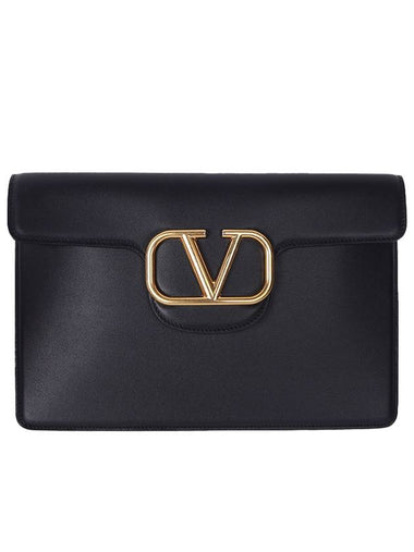 Women's V Logo Clutch Bag Black - VALENTINO - BALAAN 1