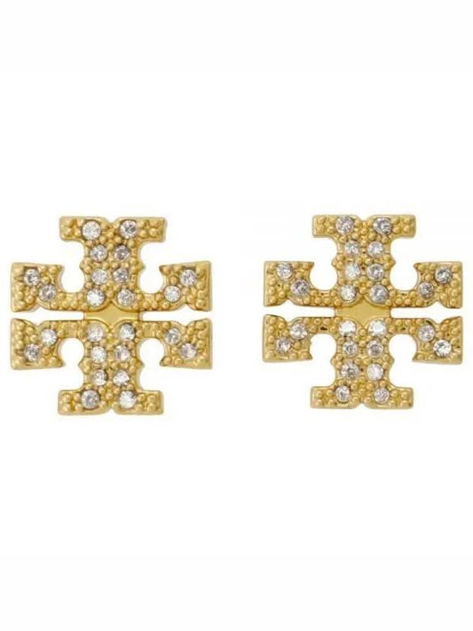 Crystal Logo Stud Earrings Gold - TORY BURCH - BALAAN 2