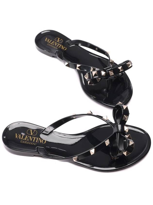 Rubber Rockstud Flip Flops Black - VALENTINO - BALAAN 6