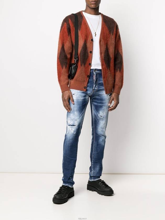 Men's Red Patch Cool Guy Washed Jeans Blue - DSQUARED2 - BALAAN.