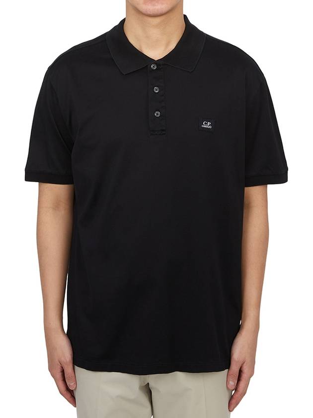 Logo Patch Polo Shirt Black - CP COMPANY - BALAAN 2