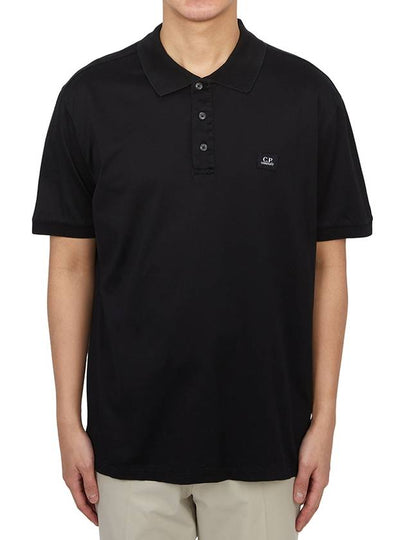 Logo Patch Polo Shirt Black - CP COMPANY - BALAAN 2