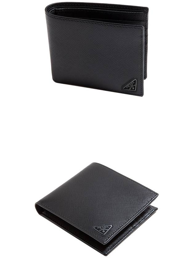 Triangle Logo Saffiano Half Wallet Black - PRADA - BALAAN 6