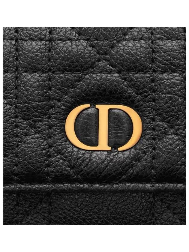 Caro Hibiscus Supple Cannage Calfskin Half Wallet Black - DIOR - BALAAN 6