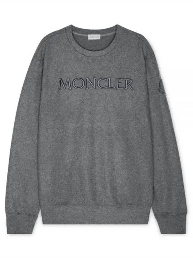 Men s Logo Embroidered Gray Sweatshirt 8G00030 89A7F 987 1157230 - MONCLER - BALAAN 1