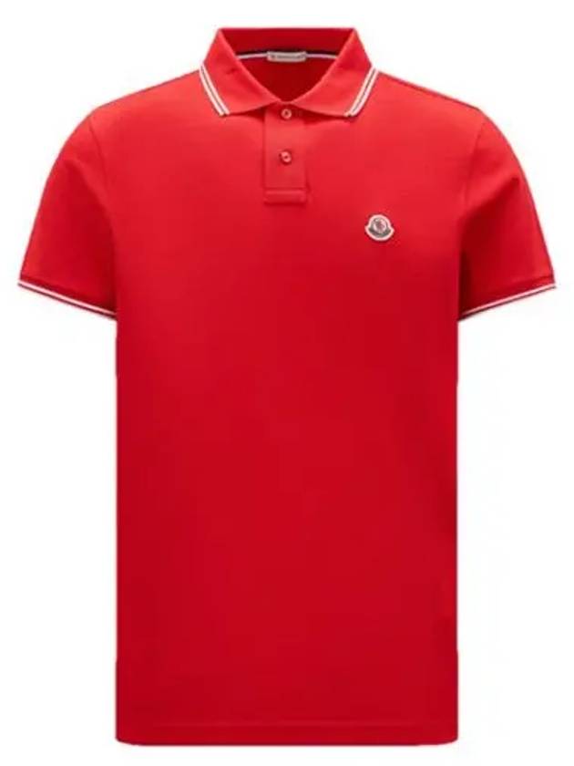 Logo Patch Short Sleeve Polo Shirt Red - MONCLER - BALAAN 2