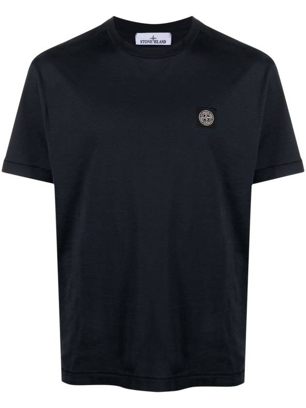 Logo Patch Short Sleeves T-Shirt Navy - STONE ISLAND - BALAAN 2