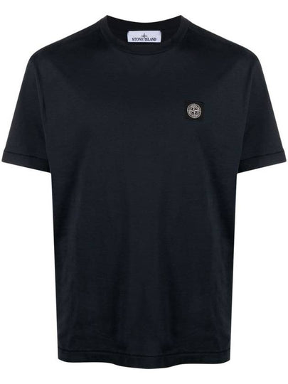 Logo Patch Short Sleeves T-Shirt Navy - STONE ISLAND - BALAAN 2