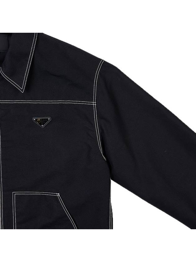 Triangle Logo Stitch Zip Up Jacket Black - PRADA - BALAAN 5