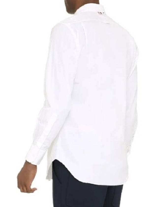 Men's Grosgrain Placket Solid Poplin Long Sleeve Shirt White - THOM BROWNE - BALAAN 5