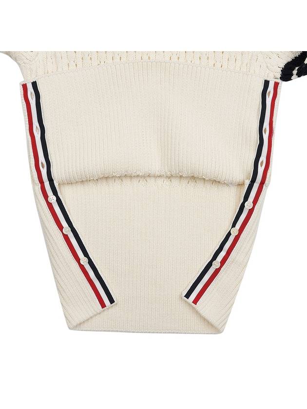 4 Bar Pointelle Knit Top White - THOM BROWNE - BALAAN 11