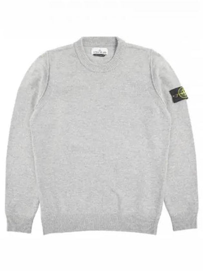 Logo Patch Lambswool Crewneck Knit Top Melange Grey - STONE ISLAND - BALAAN 2