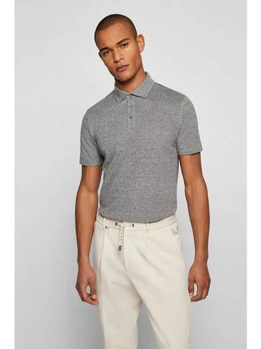 Linen stretch polo shirt 50469028 001 gray - BOSS - BALAAN 1