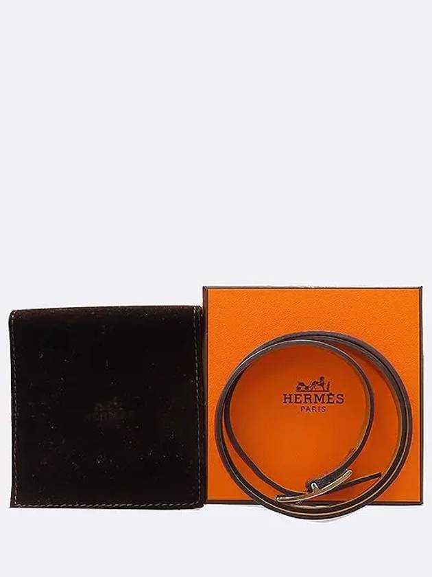 Brown color silver H logo HAPI3 double strap bracelet size S - HERMES - BALAAN 3