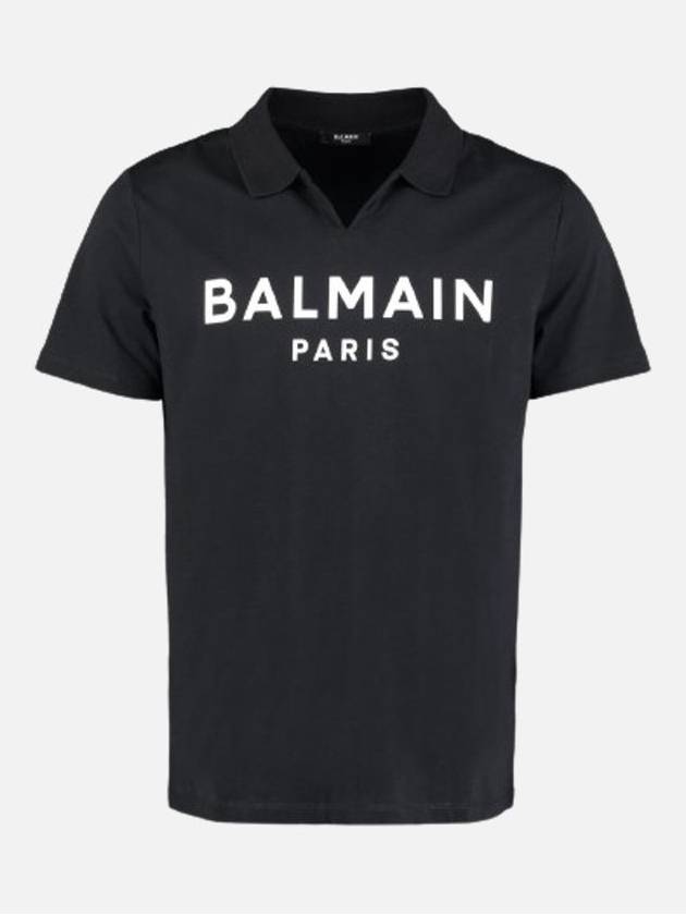 Men's Logo Short Sleeve Polo Shirt Black - BALMAIN - BALAAN 1