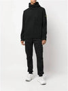 Garment Dyed Brushed Cotton Fleece Hoodie Black - STONE ISLAND - BALAAN 4