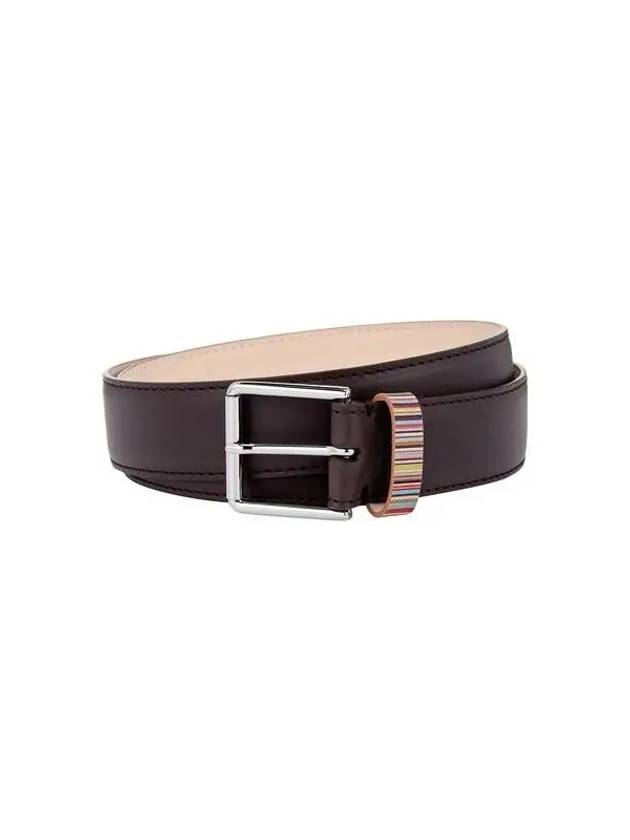 Striped Keeper Leather Belt Dark Brown 271061 - PAUL SMITH - BALAAN 1