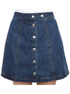 Women's Poppy Front Button Denim A-Line Skirt Blue - A.P.C. - BALAAN 8