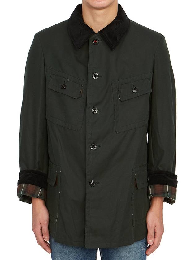 Men's Waxed Cotton Jacket Dark Green - MAISON MARGIELA - BALAAN 3