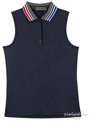 Pleated collar women s golf sleeveless t shirt navy G4LS22K91 - G/FORE - BALAAN 1