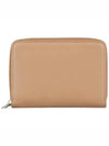 Zip-up Around Leather Card Wallet Beige Brown - JIL SANDER - BALAAN 2