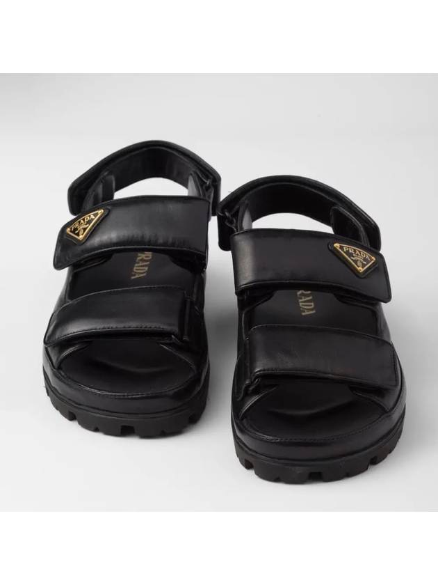 Flat Nappa Leather Sandals Black - PRADA - BALAAN 4