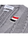 Cable Knitwear Virgin Wool Cardigan Grey - THOM BROWNE - BALAAN 9