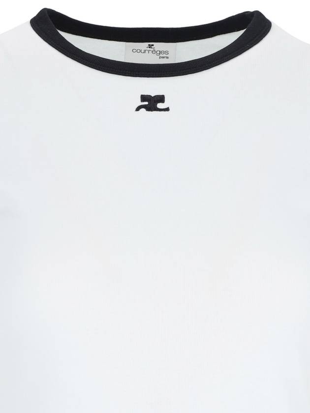 Contrast Trimming Logo Patch Short Sleeve T-Shirt White - COURREGES - BALAAN 4