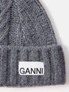 Logo Wool Twist Beanie Gray Women s - GANNI - BALAAN 3