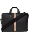 Signature Striped Leather Briefcase Black - PAUL SMITH - BALAAN 1