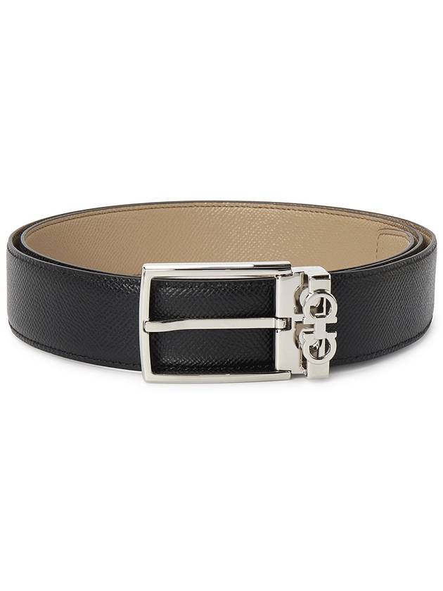 Gancini Reversible Adjustable Leather Belt Beige - SALVATORE FERRAGAMO - BALAAN 3