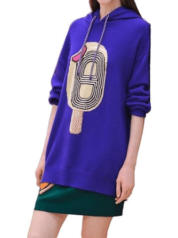 Funny Ice Cream Cashmere Hoodie Violet Iris - HERMES - BALAAN 1