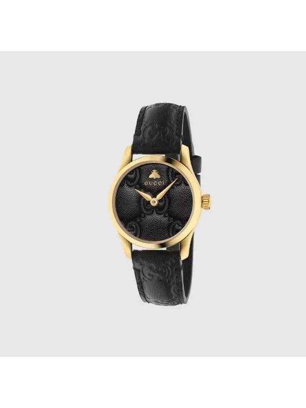 G-Timeless Leather Quartz Watch Black - GUCCI - BALAAN 1