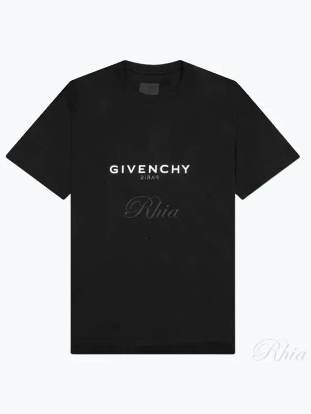 Men's Reverse Logo Round Slim Short Sleeve T-Shirt Black - GIVENCHY - BALAAN 2