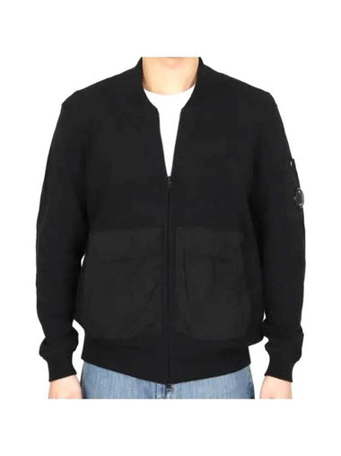 Cotton Mixed Bomber Cardigan Black - CP COMPANY - BALAAN 1