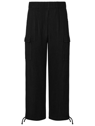 Unisex Denim Cargo Pleated Pants Black - MONPLISSE - BALAAN 1