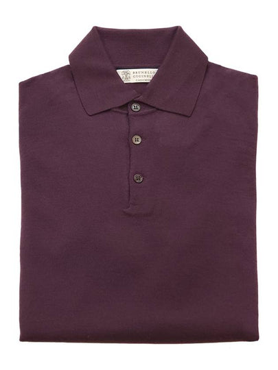 men s polo knit burgundy - BRUNELLO CUCINELLI - BALAAN 2