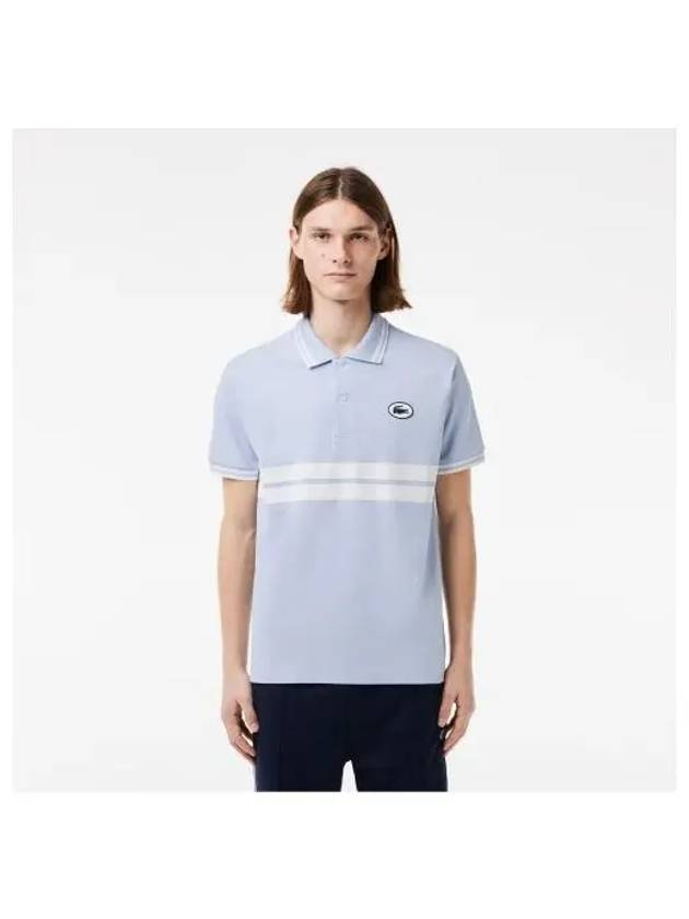 Men s Color Tipping Puff Badge Match Polo Light Blue - LACOSTE - BALAAN 1