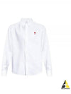 Button Down Boxy Fit Oxford Long Sleeve Shirt Natural White - AMI - BALAAN 2