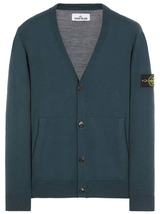 Waffen Patch V-neck Cardigan Blue Green Men's Jacket 7715511C4 V0057 - STONE ISLAND - BALAAN.