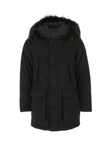 Fur Insert Down Hooded Parka Black - WOOLRICH - BALAAN.