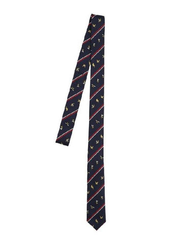 Men's Diagonal Bird Bee Jacquard Tie Navy - THOM BROWNE - BALAAN 1