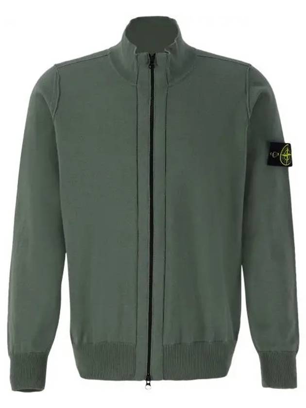 Wappen Patch Cotton Zip-Up Cardigan Dark Green - STONE ISLAND - BALAAN 2