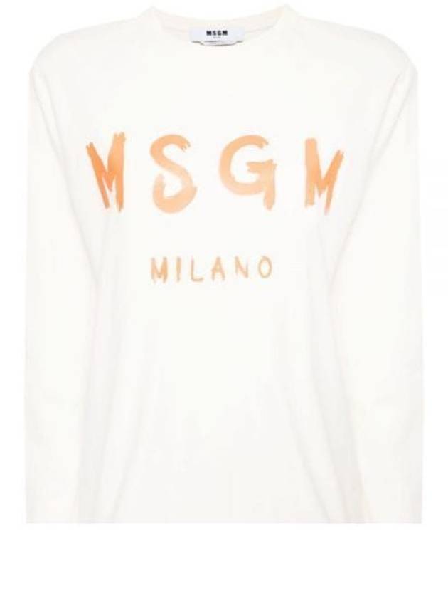 Brushed Logo Cotton Long Sleeve T-Shirt Ivory - MSGM - BALAAN 2