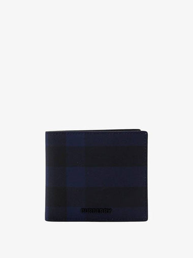 Check Bifold Half Wallet Navy - BURBERRY - BALAAN 1